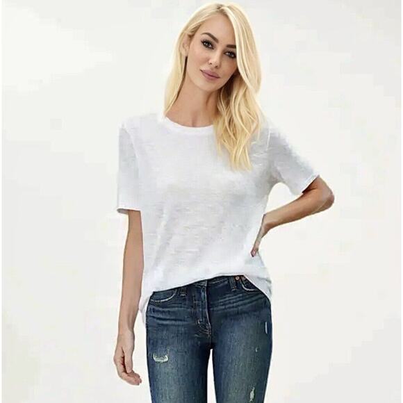 NWT Splendid White Zoe Slub Crew Tee Relaxed Loose Silhouette Light Weight M - Picture 11 of 11